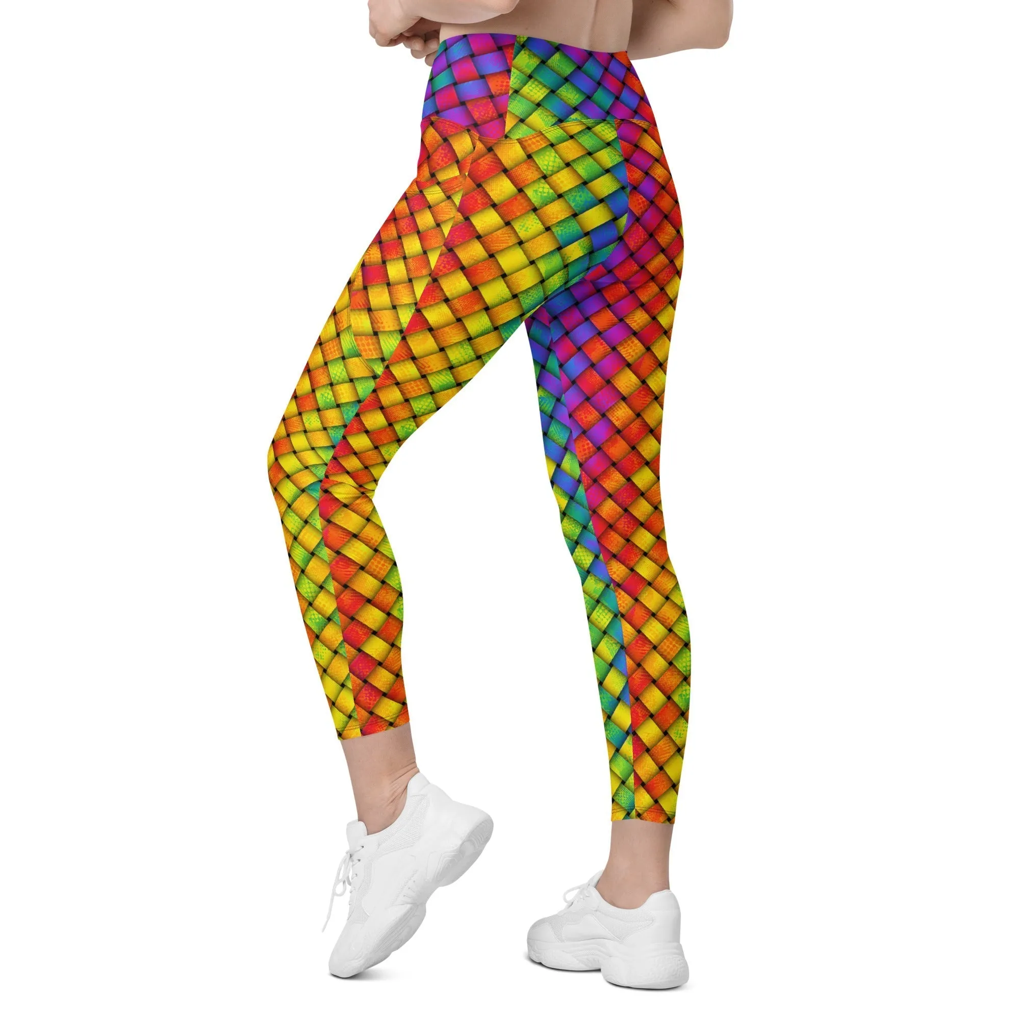 3D Rainbow Pattern Leggings With Pockets