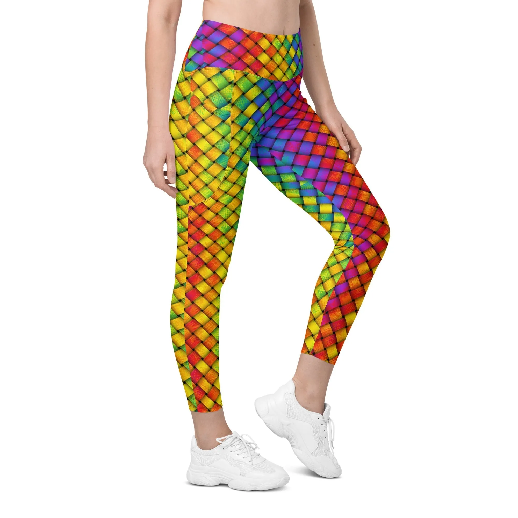 3D Rainbow Pattern Leggings With Pockets