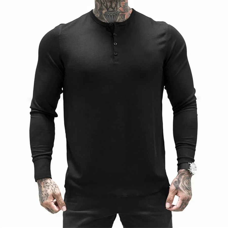 Aidase  Mens Summer gyms Workout Fitness T-shirt Bodybuilding Slim Shirts printed O-neck Long sleeves cotton Tee Tops clothing