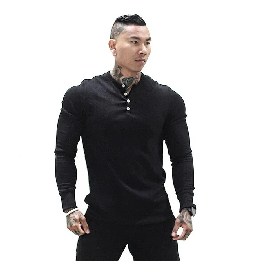 Aidase  Mens Summer gyms Workout Fitness T-shirt Bodybuilding Slim Shirts printed O-neck Long sleeves cotton Tee Tops clothing