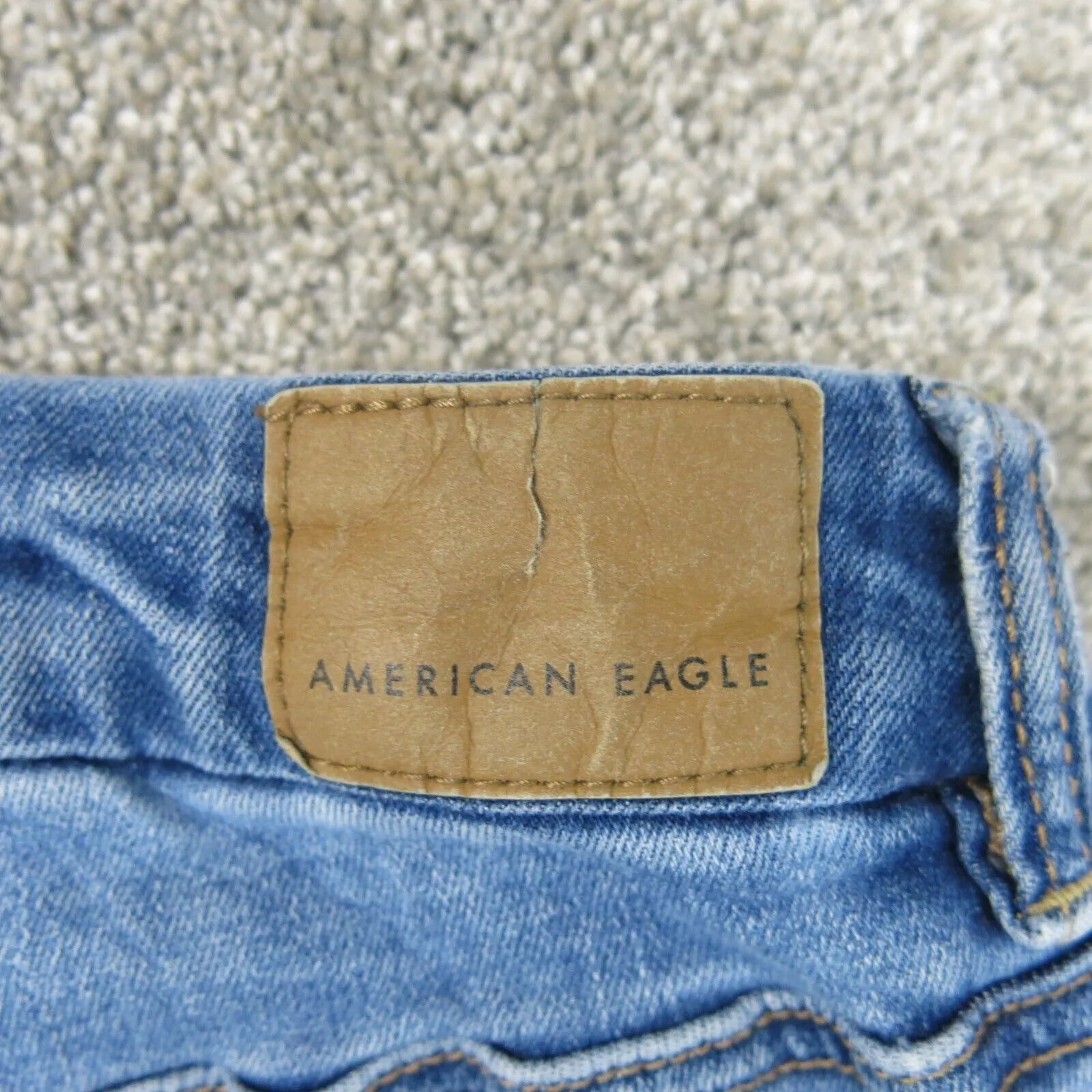 American Eagle Women Jagging Jeans Stretch Curvy High Rise Distressed Blue SZ 4