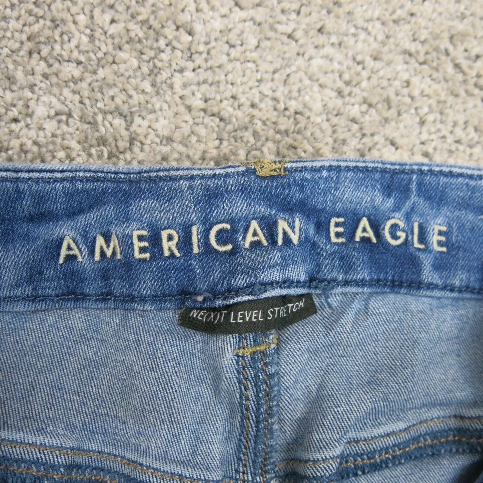 American Eagle Women Jagging Jeans Stretch Curvy High Rise Distressed Blue SZ 4