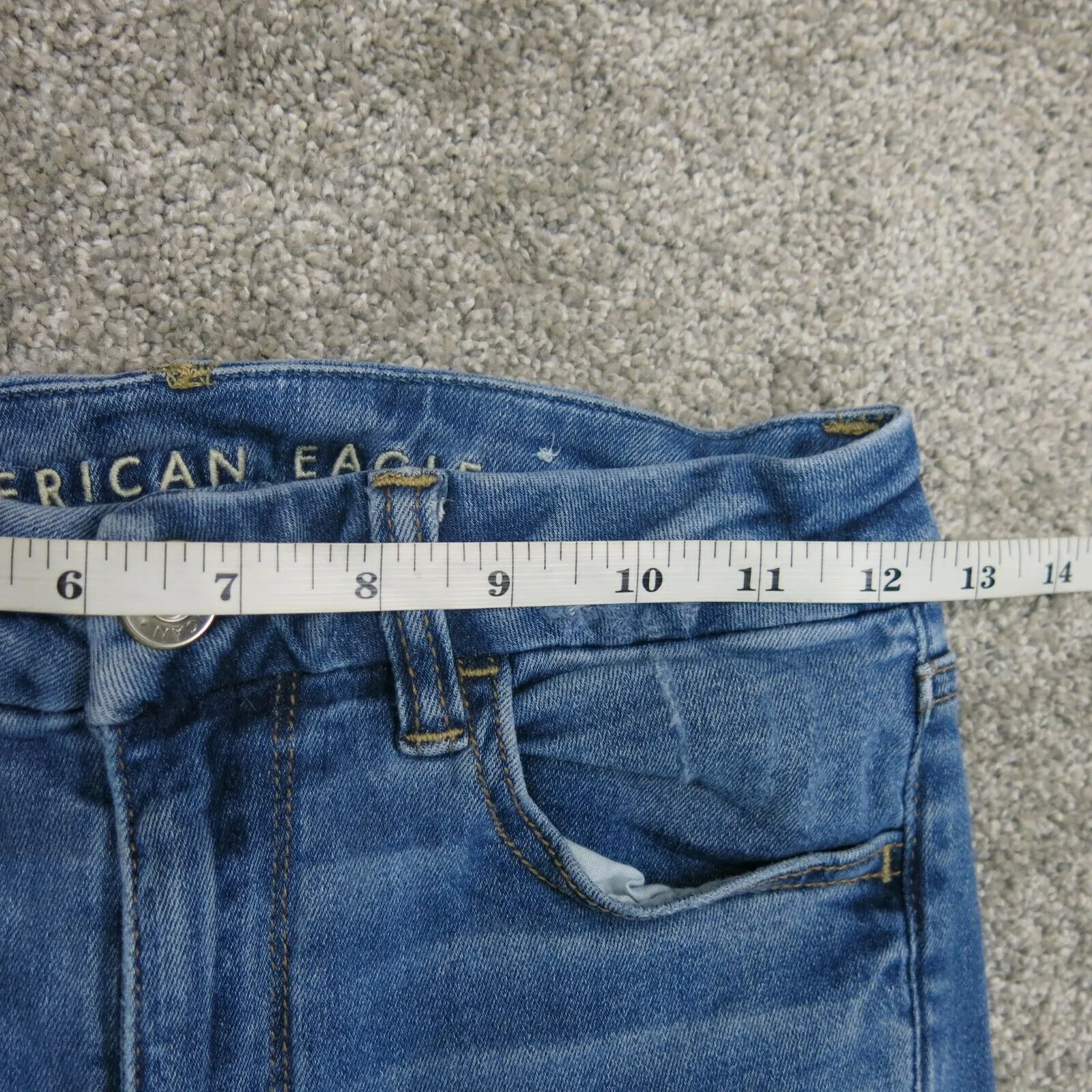 American Eagle Women Jagging Jeans Stretch Curvy High Rise Distressed Blue SZ 4