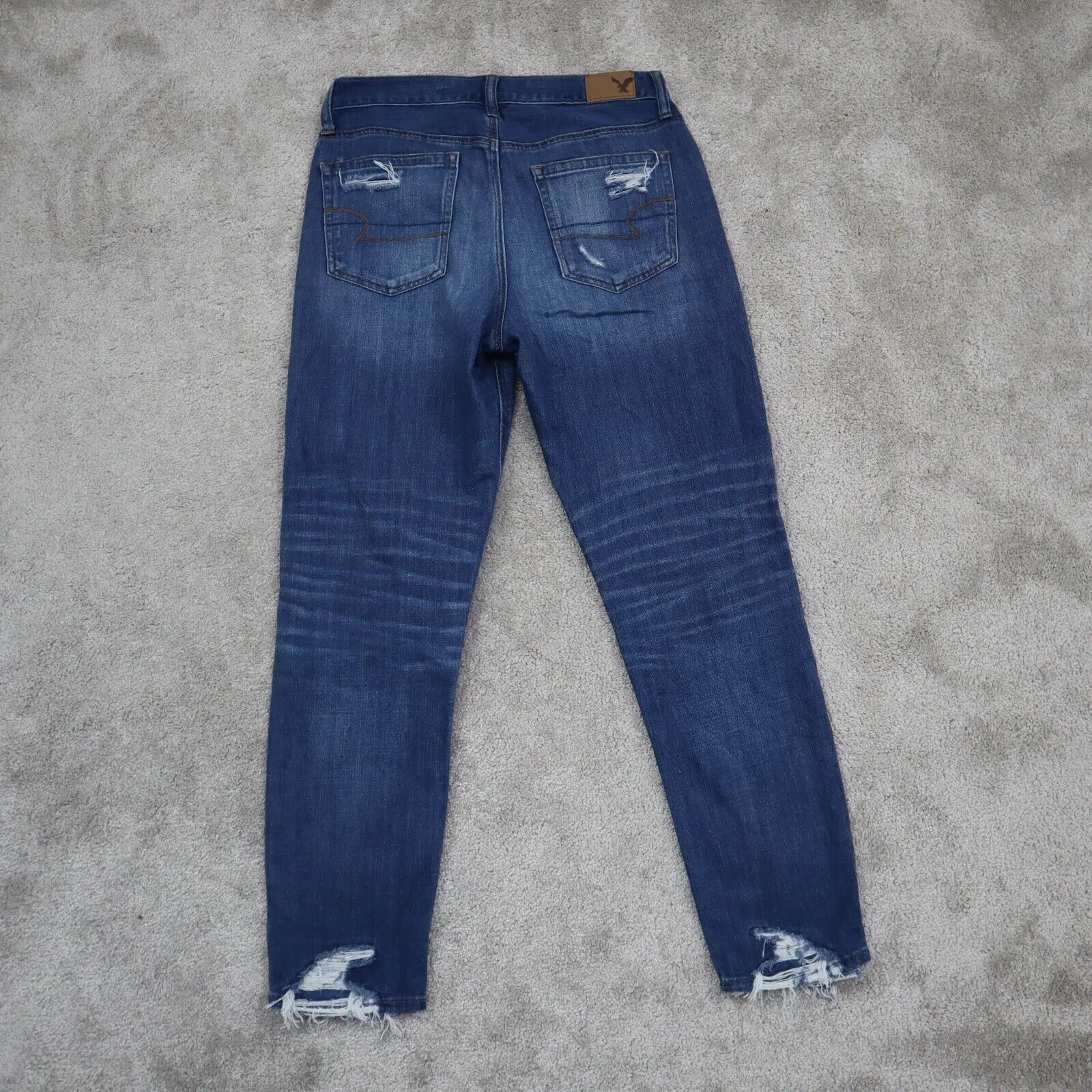 American Eagle Women Jeans Denim Skinny Leg Distressed Stretch Blue Size 6R