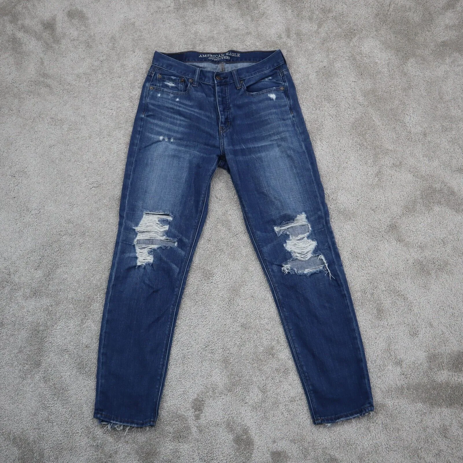 American Eagle Women Jeans Denim Skinny Leg Distressed Stretch Blue Size 6R