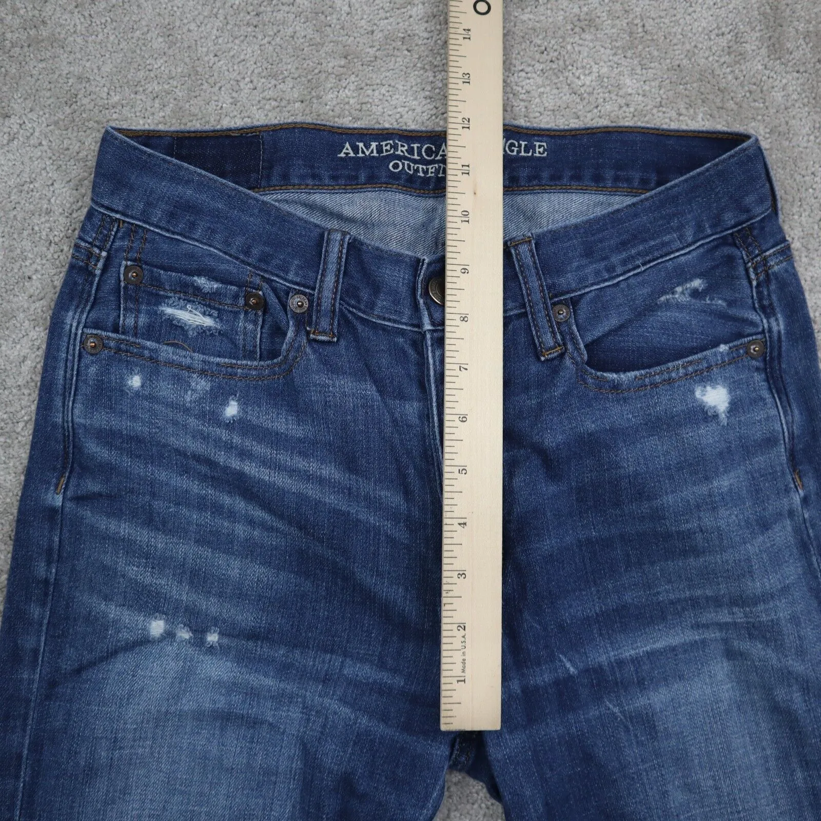 American Eagle Women Jeans Denim Skinny Leg Distressed Stretch Blue Size 6R