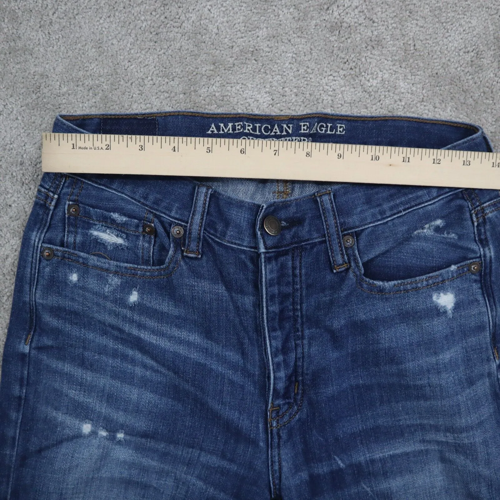 American Eagle Women Jeans Denim Skinny Leg Distressed Stretch Blue Size 6R