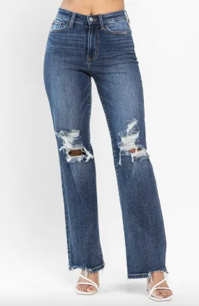 Betsy - High Waisted Distressed Straight Leg (Judy Blue)