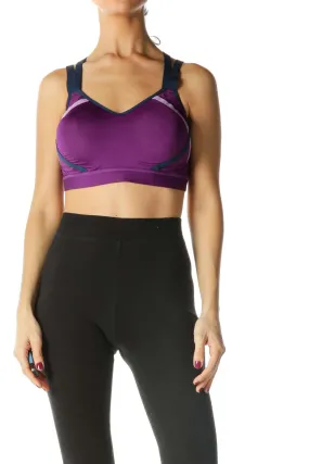 Blue and Purple Strappy Back Sports Bra