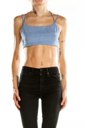 Blue Strappy Cropped Sports Bra