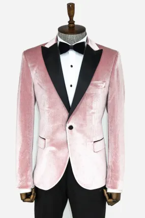 Blush Pink Velvet Prom Blazer - KCT Menswear