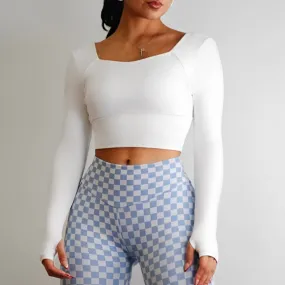 Daisy Long Sleeve Sports Top (White)