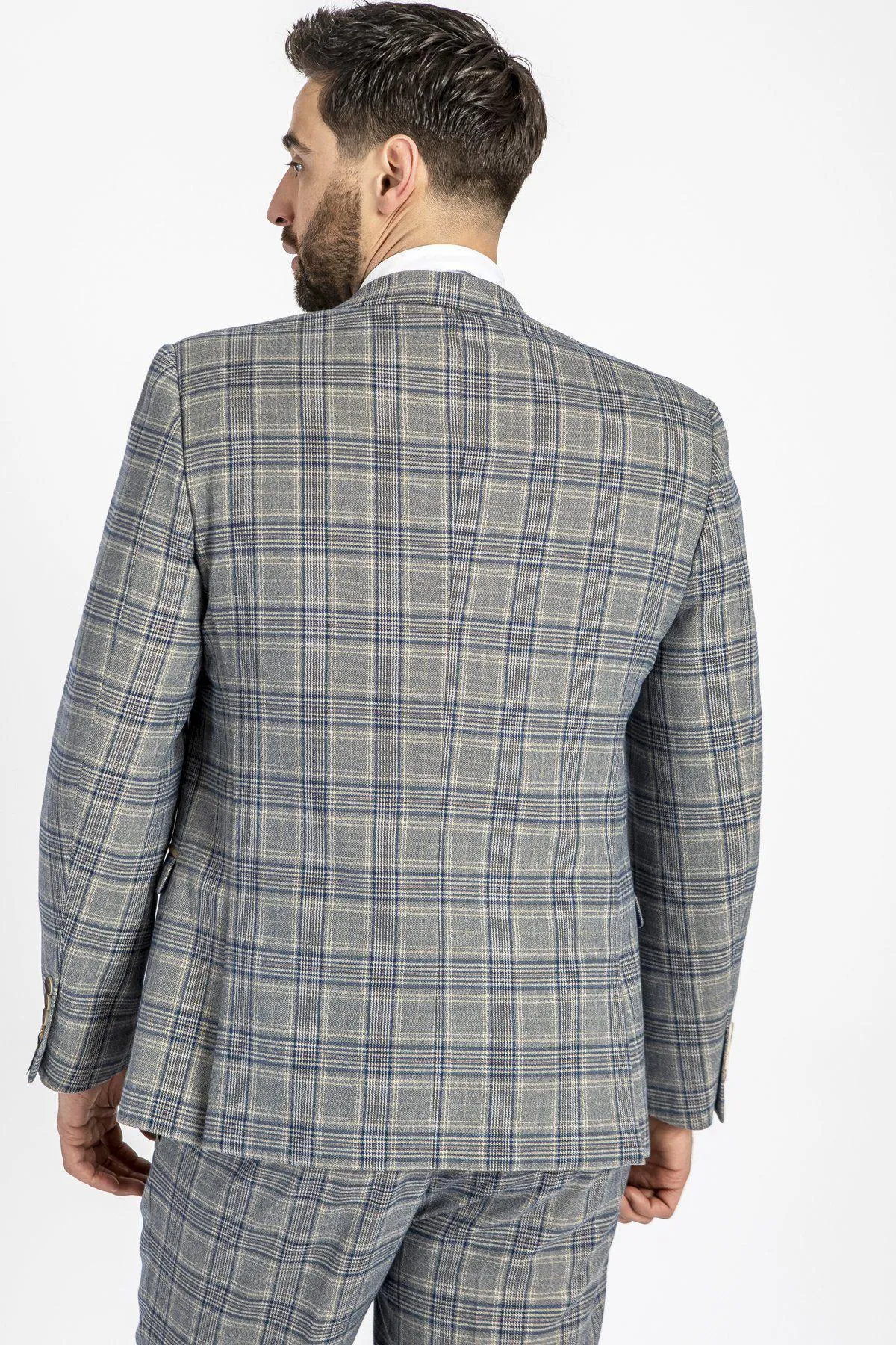 ENZO - Sky Stone Tweed Check Blazer