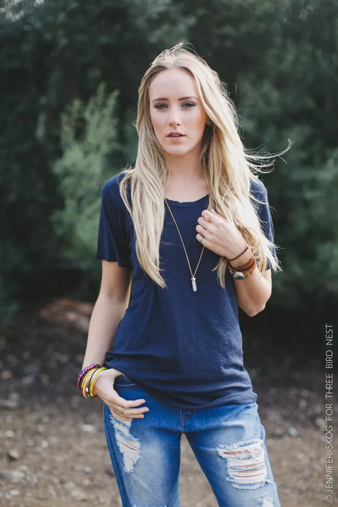 Happy Slub Tee {Navy} nicE HT