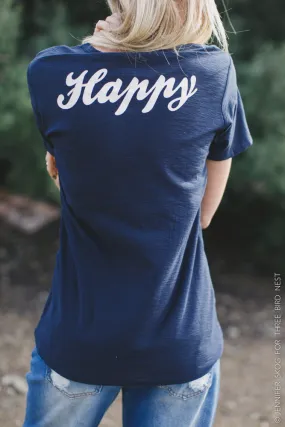 Happy Slub Tee {Navy} nicE HT