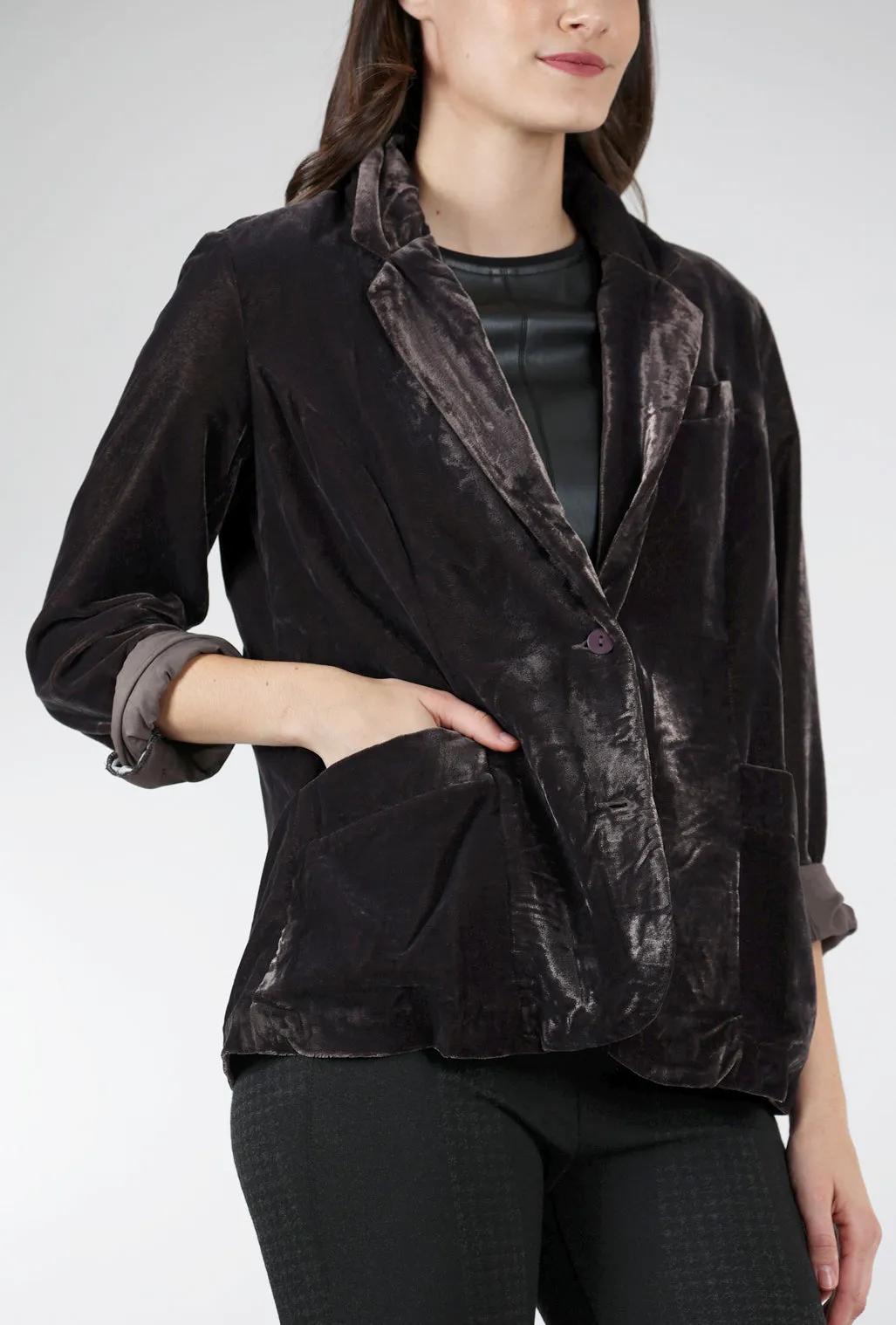 Jasper Velvet Blazer, Charcoal