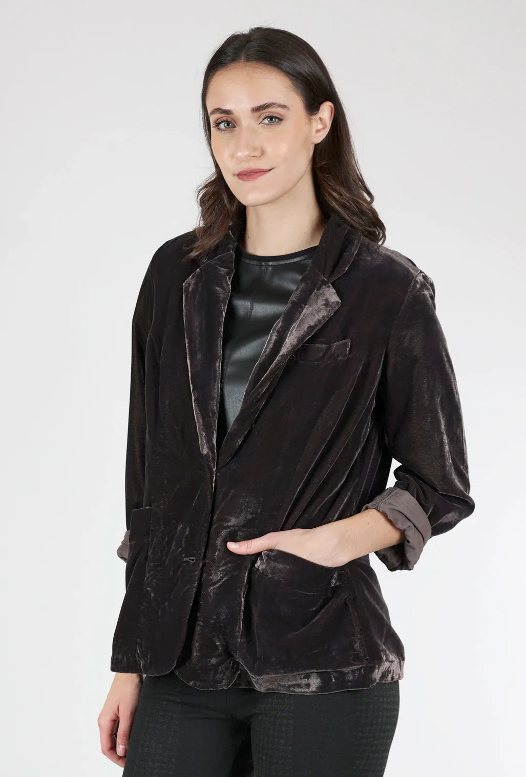 Jasper Velvet Blazer, Charcoal