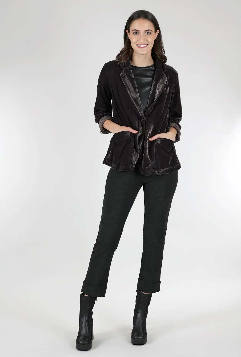 Jasper Velvet Blazer, Charcoal