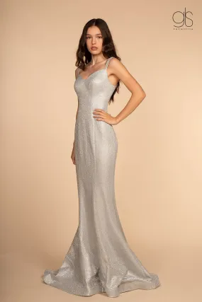 Long V-Neck Glitter Mermaid Dress with Train by Elizabeth K GL2578