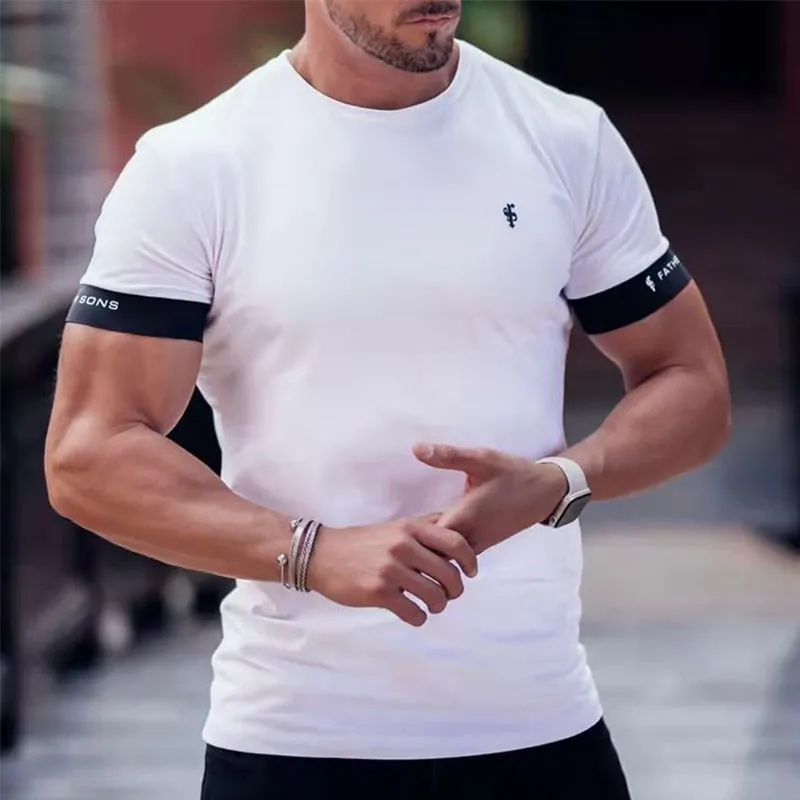 NEW High Quality Men T-Shirt Summer Running Short Sleeve Gym Sports Training Tops Outdoor Jogging Leisure Breathable T-Shirt