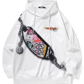 Patchwork Belt Bag Graphic Space Cotton Hoodies