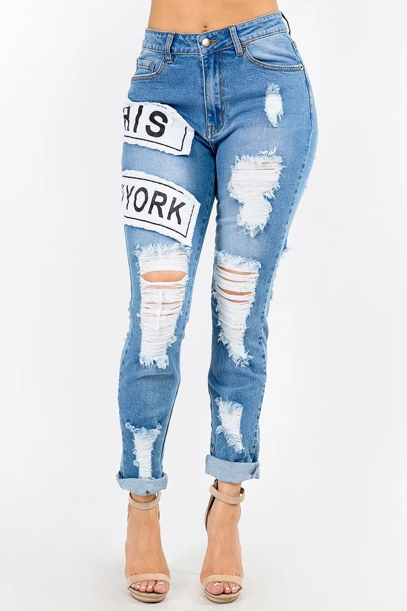 Plus-Size Fashion Tour Patch Skinny Jeans