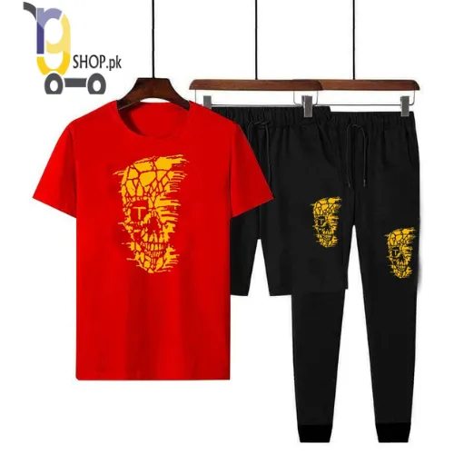 Printed Casual Cotton T Shirt And Trouser For Men