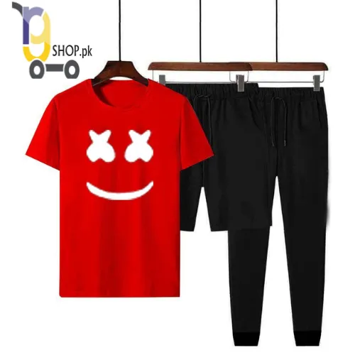 Printed Casual Cotton T Shirt And Trouser For Men