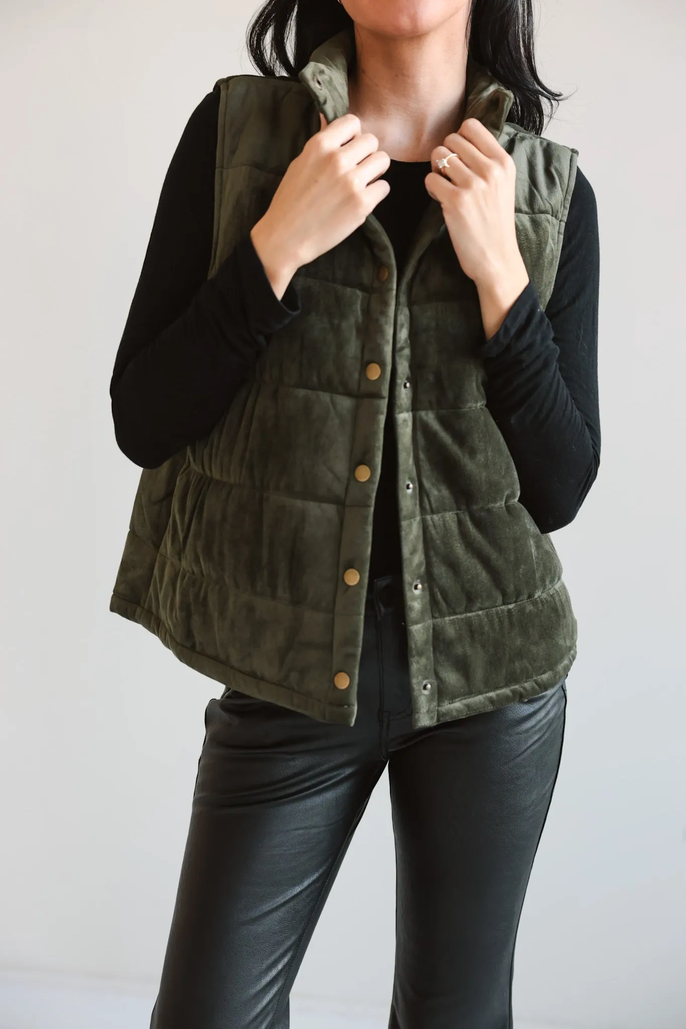 Quilted Olive Velvet Vest