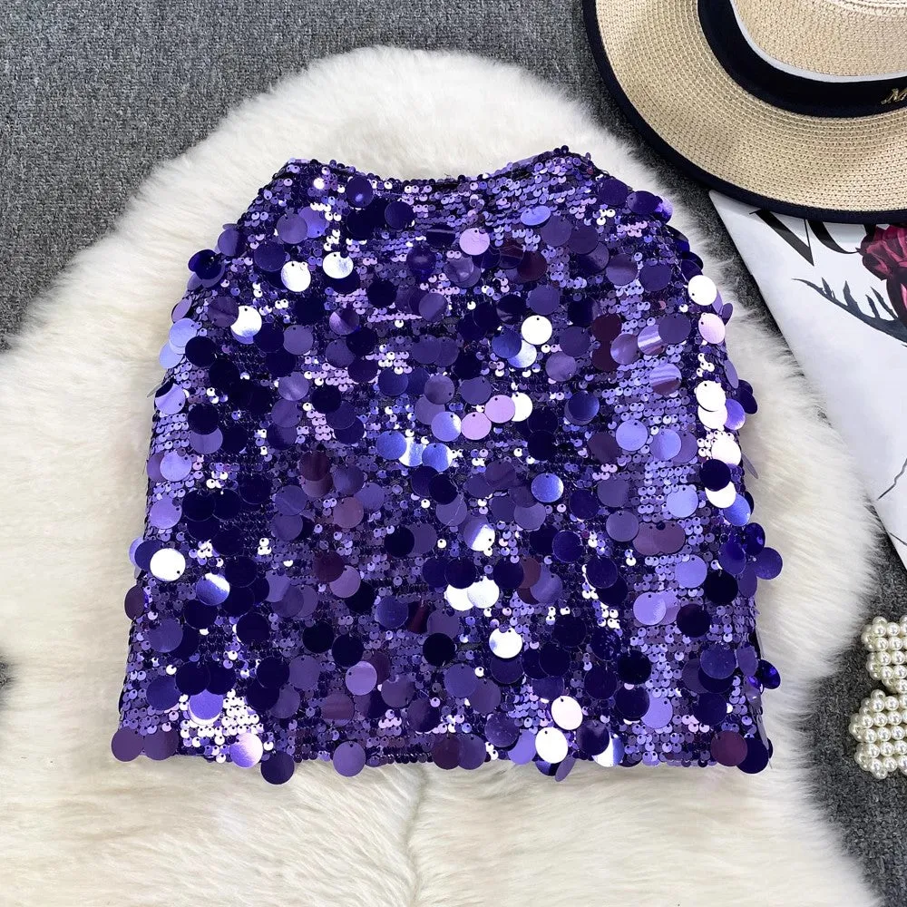 sequined skirt for women summer A-line mini skirt       S4037