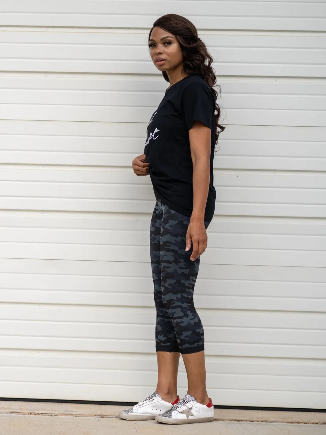 Snapback™ Postpartum Crop Leggings - Black Camo (2 Pack) - FINAL SALE