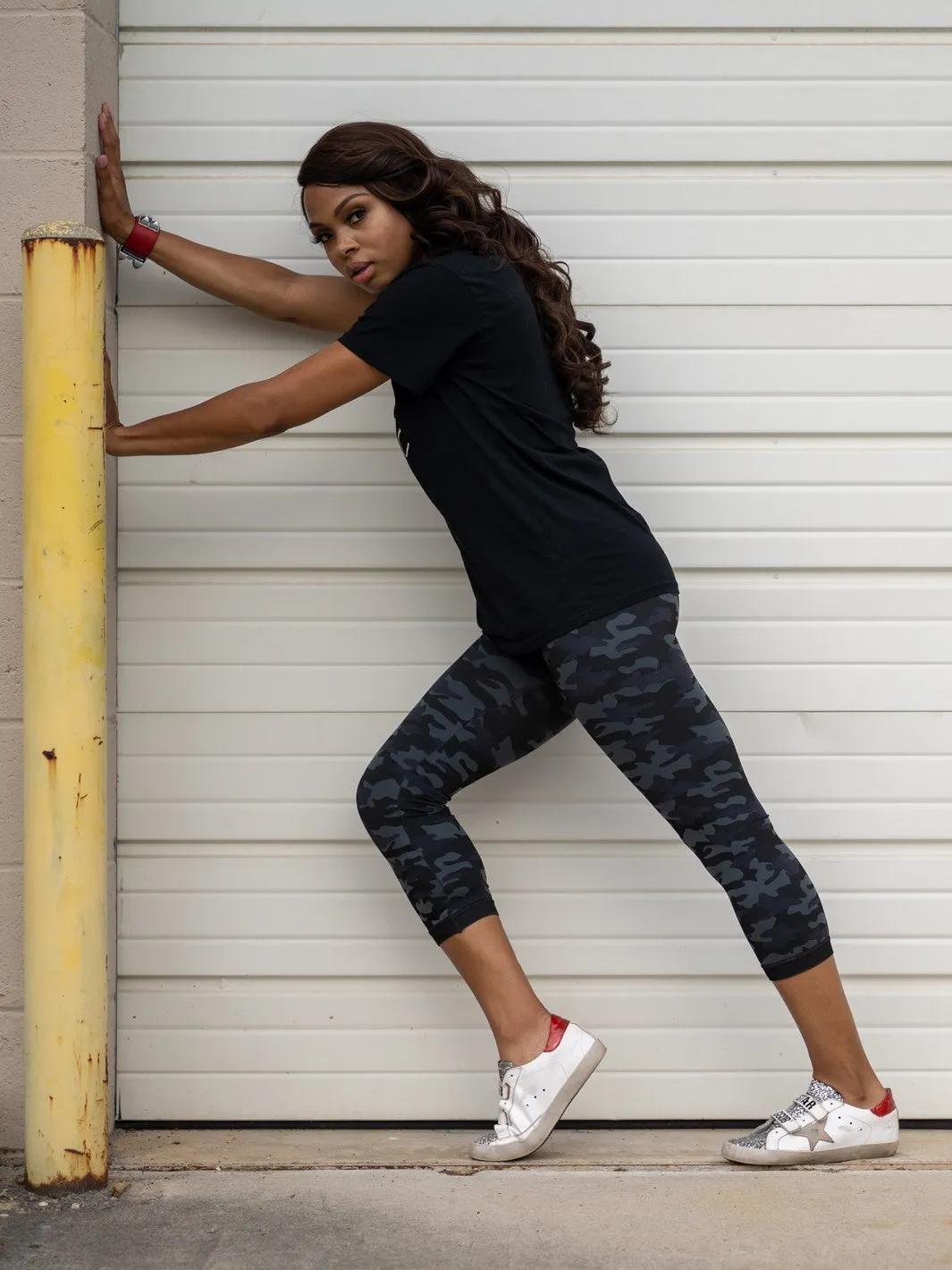 Snapback™ Postpartum Crop Leggings - Black Camo (2 Pack) - FINAL SALE