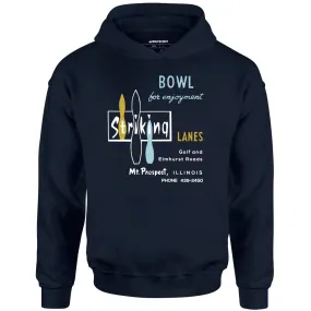 Striking Lanes - Mt. Prospect, IL - Vintage Bowling Alley - Unisex Hoodie