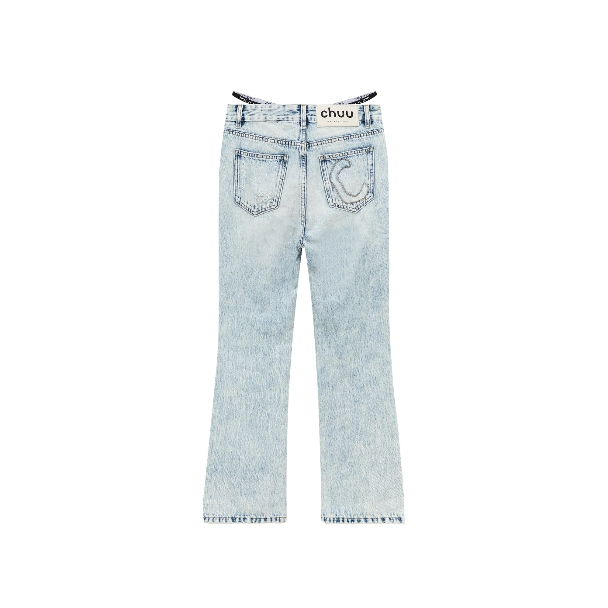 Unbalanced Hem Distressed Denim Jeans