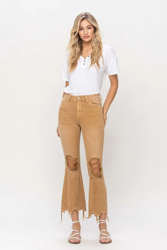 Vervet Vintage High Rise Distressed Flare Jeans